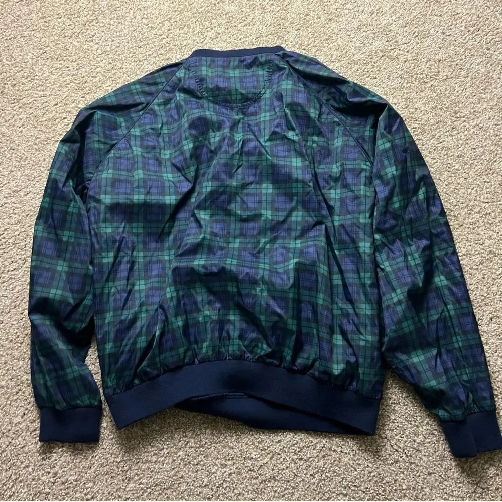 Vintage 90s Wilson Golf Windbreaker Blackwatch Plaid XL V Neck Pullover Jacket